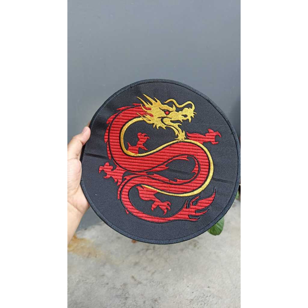 Bordiran Back Patch Besar Dragon Naga Bulat