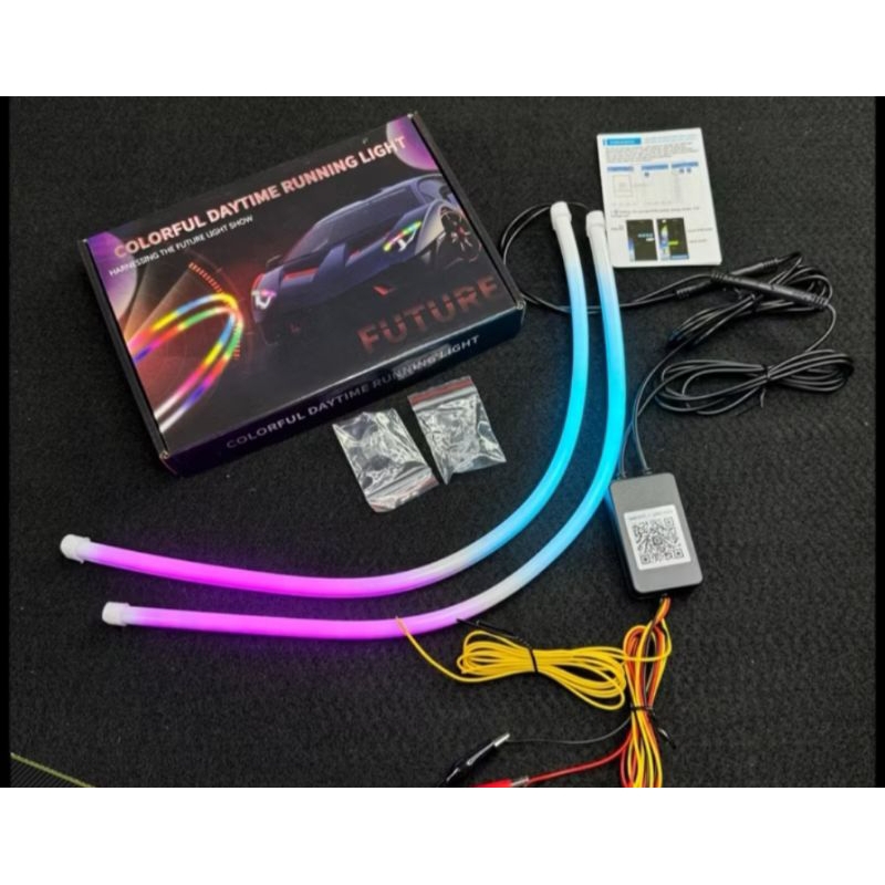 Led Alis Drl RGB Android 210 Mode 30cm l Lampu Alis RGB Android hp 210 Warna