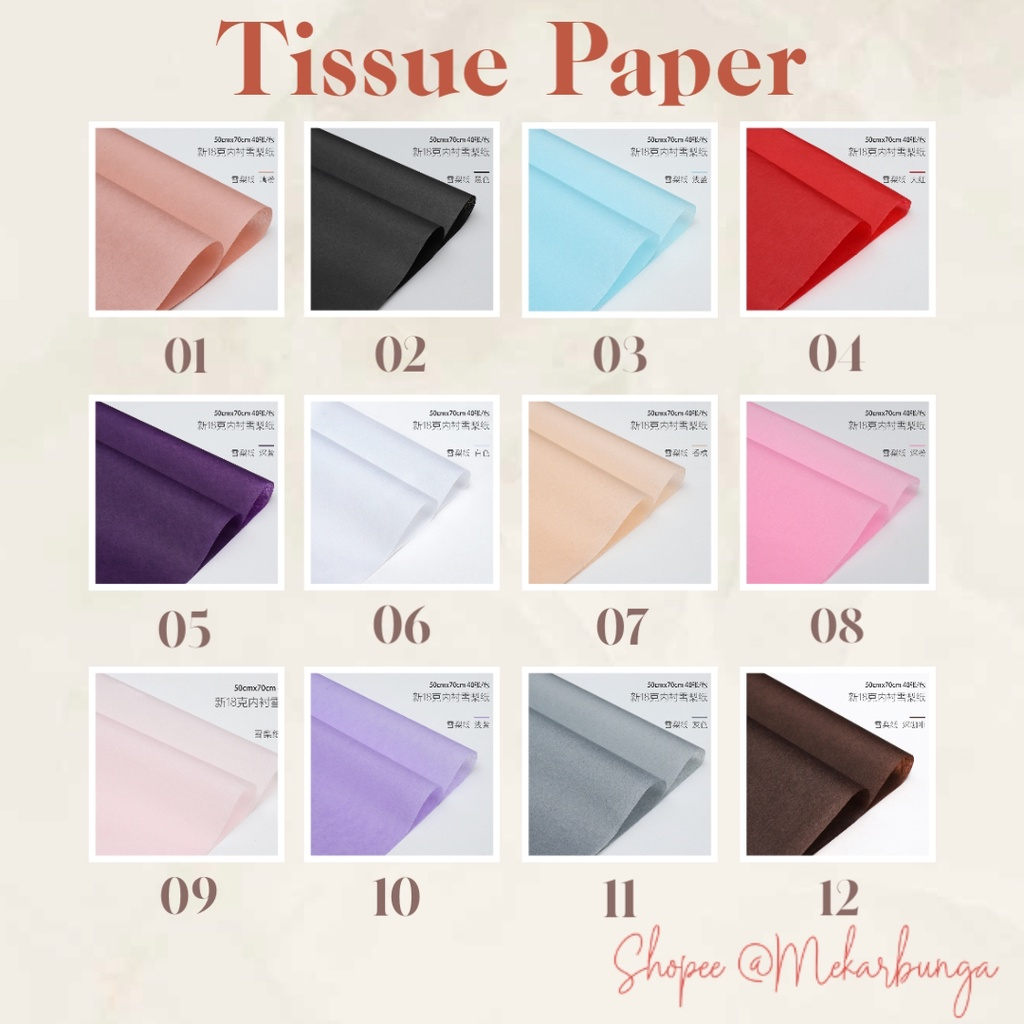 

(K 22) - (1 Lembar) KERTAS CELLOPHANE TISSUE PAPER stiff Kertas Bunga Kertas Buket Bunga Floral Wrapping