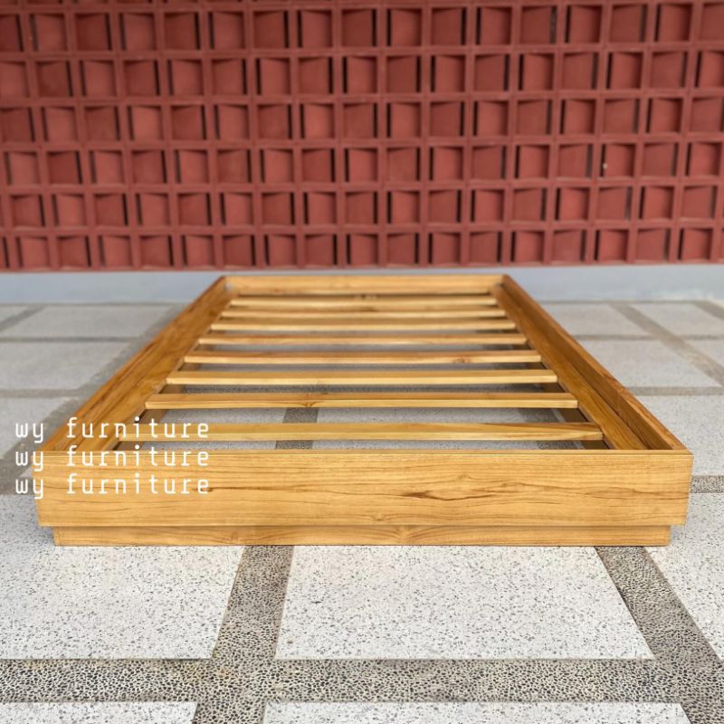 dipan tempat tidur minimalis kayu jati, tempat tidur kayu jati, tempat tidur jepang kayu jati