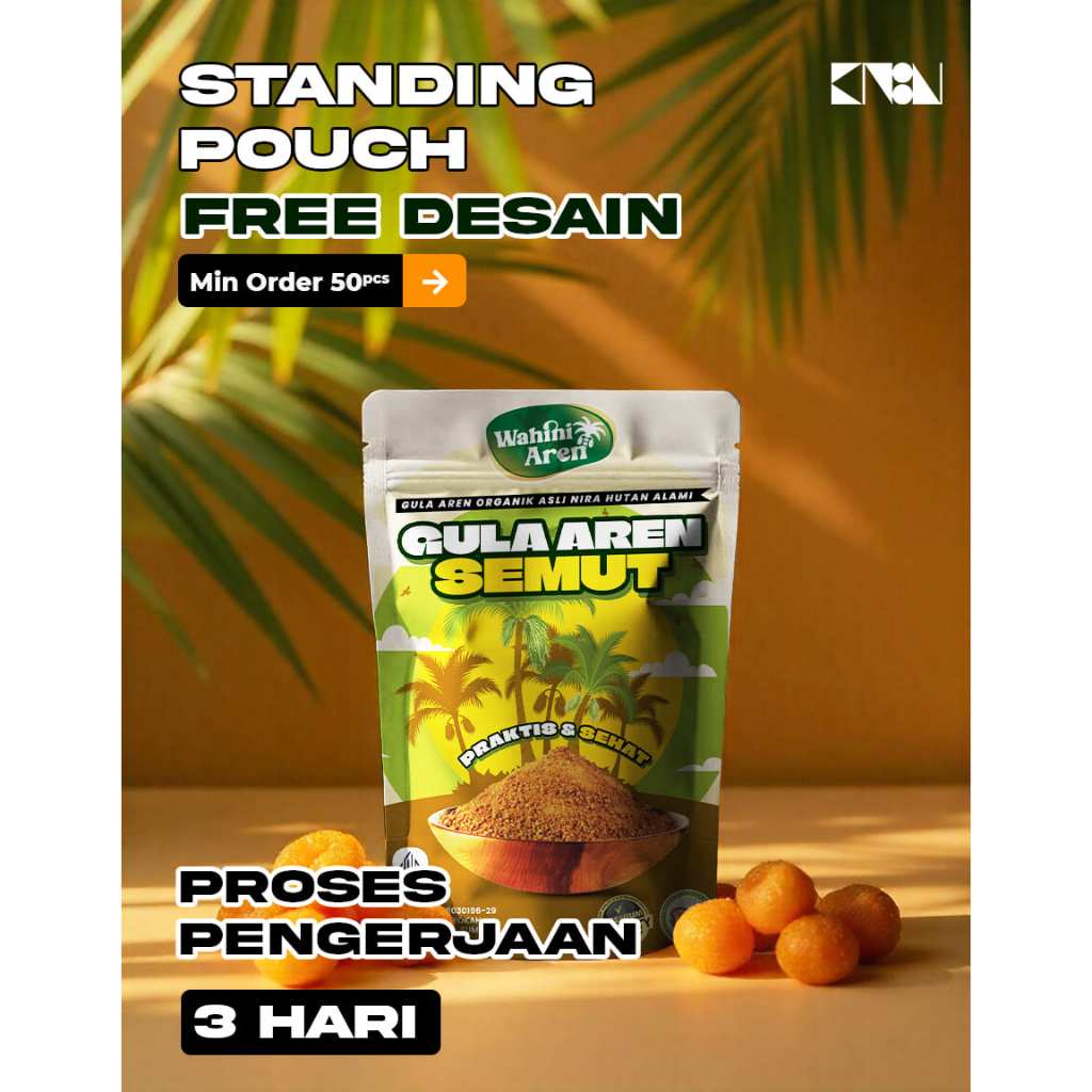 FREE DESAIN - Kemasan Makanan Standing Pouch 50pcs