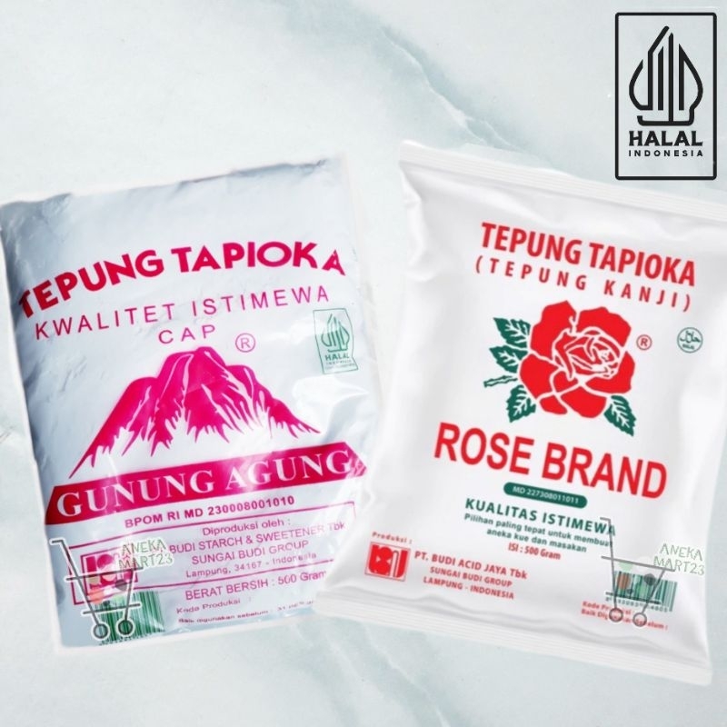 

Tepung TAPIOKA/ KANJI /PATI ROSE BRAND MAWAR/ GUNUNG AGUNG 500 gram