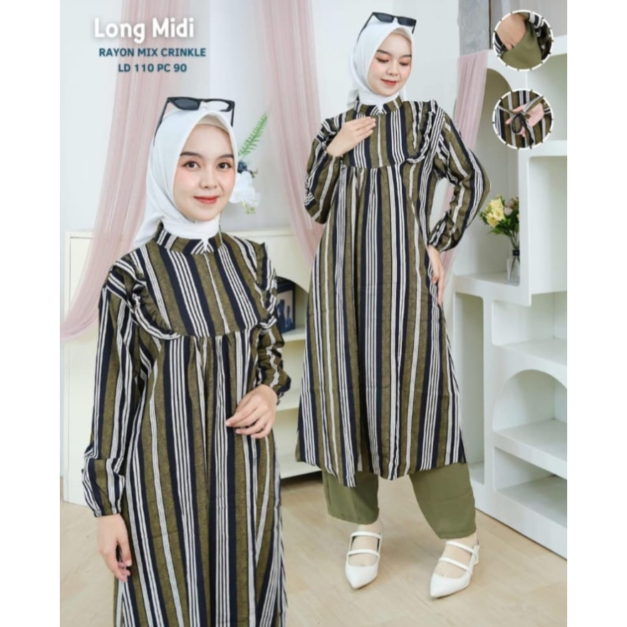 SETELAN CELANA PANJANG LONG MIDI CRINGKLE