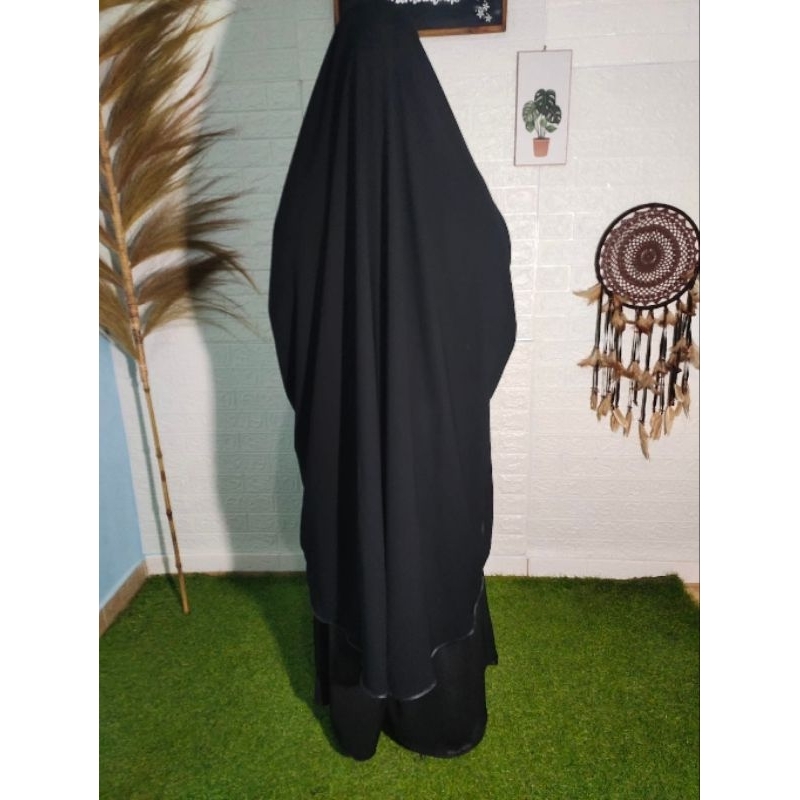 KHIMAR/HIJAB JUMBO JETBLACK HITAM PEKAT