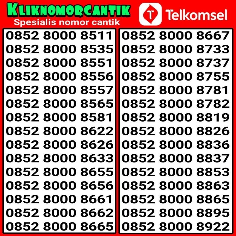nomor cantik simpati 4G&5G Telkomsel Simpati seri 8000 A5