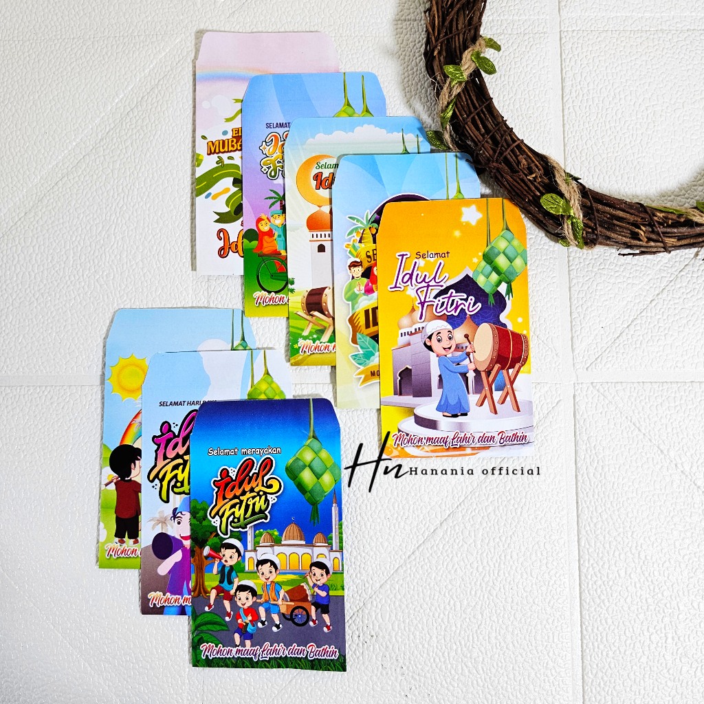 

100 PCS AMPLOP / ANGPAU LEBARAN GAMBAR KARTUN SERI K UKURAN MEDIUM/ AMPLOP LEBARAN MURAH