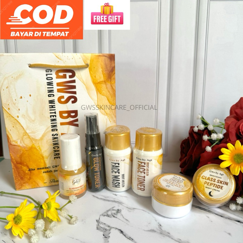 PAKET SUPER GLOWING GWS GOLD KEMASAN TERBARU / GWS BASIC / SERUM / TONER GLOW