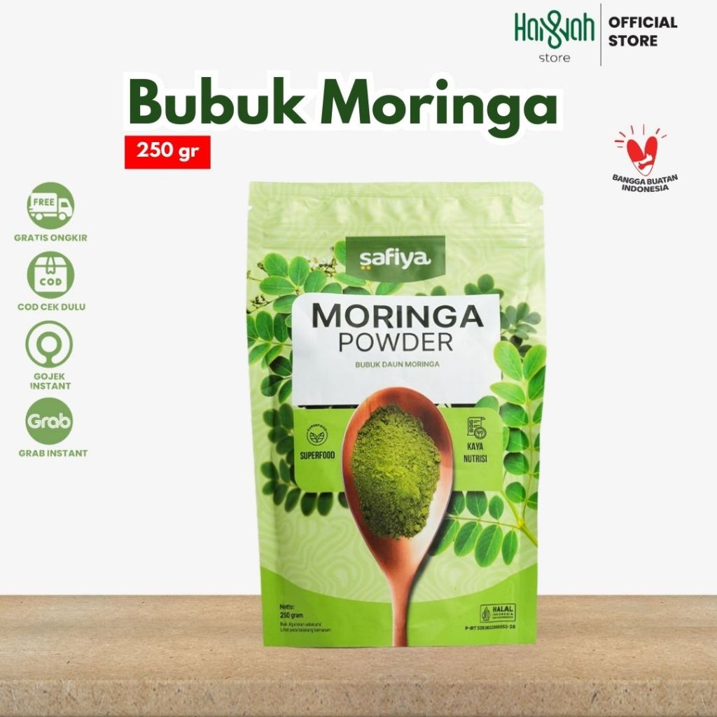 

Bubuk Moringa Safiya 250 Gram Powder / Bubuk Daun Kelor Moringa Organik Safiya Herbal