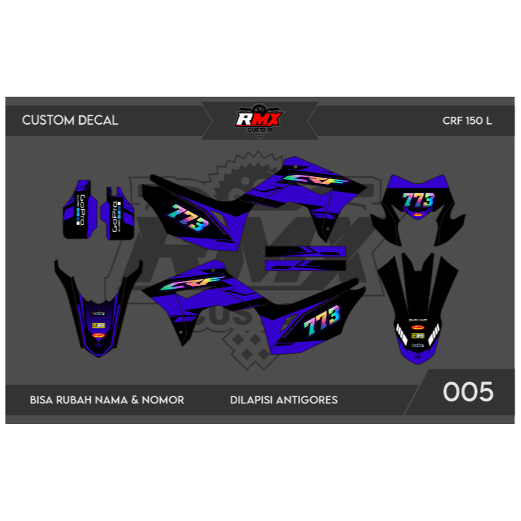 DECAL STICKER CRF 150 L (005) DEKAL STIKER CRF L FULLBODY 2017 2018 2019 2020 2021 2022 HITAM MERAH,