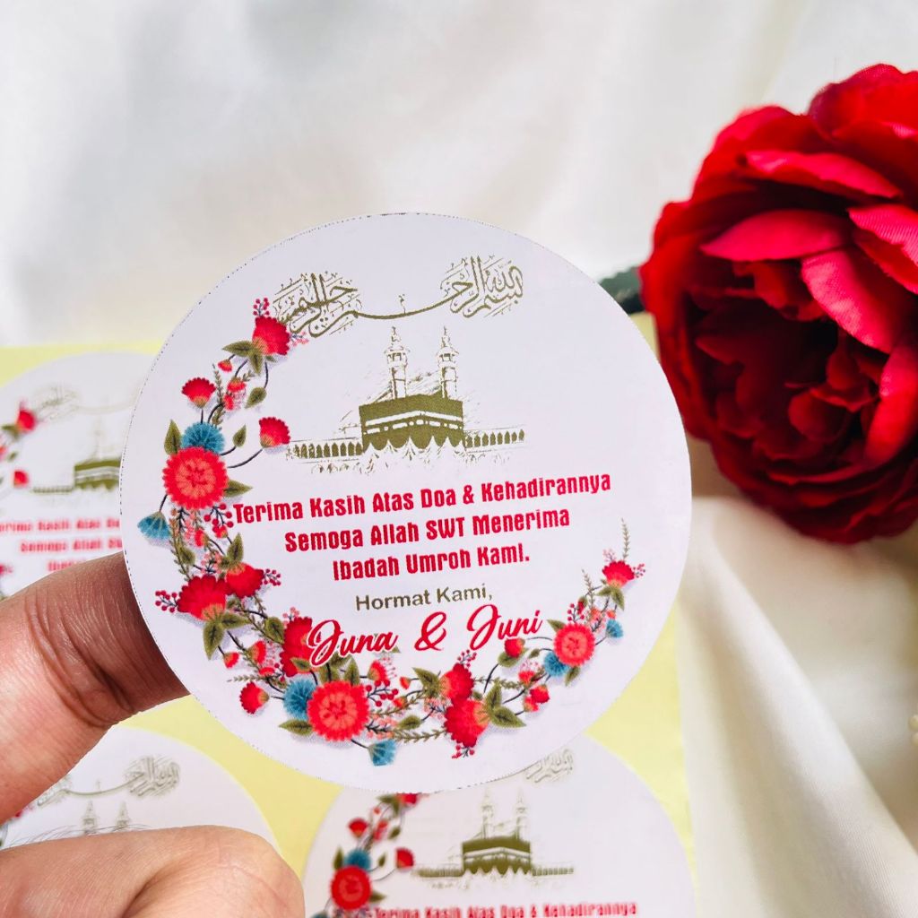 

9-15 Print Cetak Sticker Hampers Snack Oleh Oleh Naik Haji Threemind Label Tasyakuran Umroh Bulat