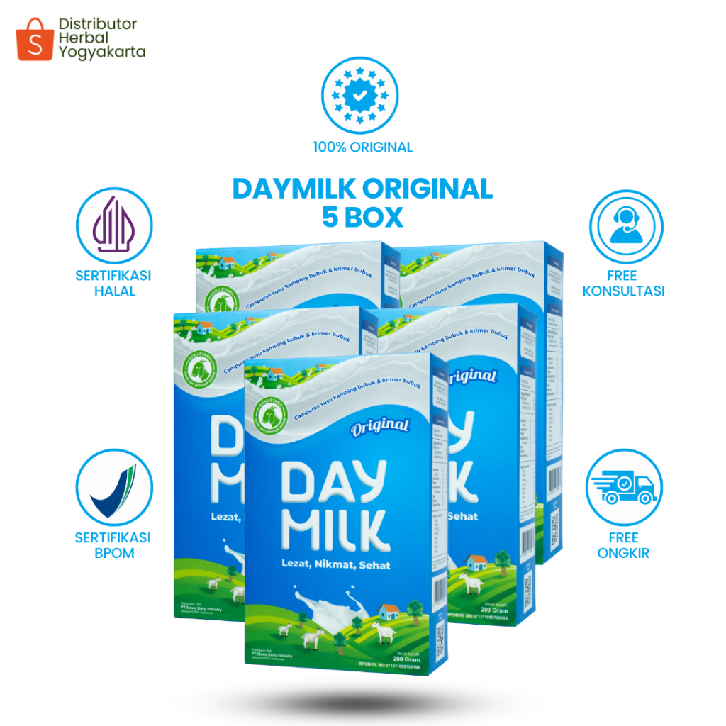 

Daymilk Rasa Original - Susu Kambing Etawa Untuk Tulang , Sendi , Pernafasan & Jantung - 5 BOX