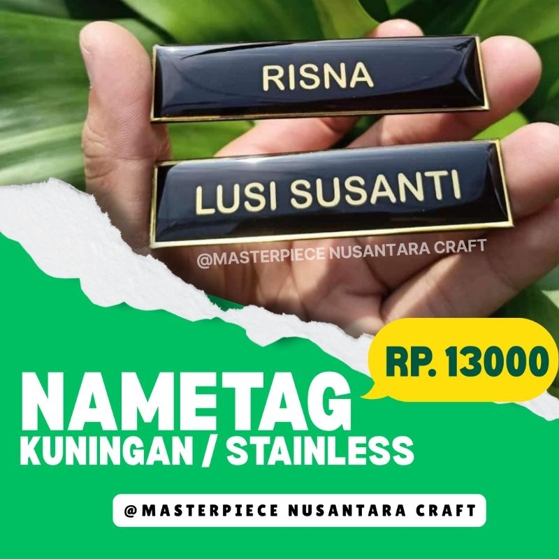 

[1 HARI JADI ] NAMETAG NAMA DADA Kuningan / Stainless Custom Peniti Magnet