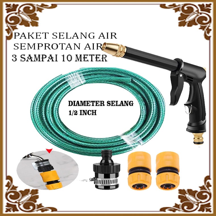 Paket Lengkap Selang air Selang cuci motor Selang 1/2 - semprotan Cuci Motor alat semprot cuci motor