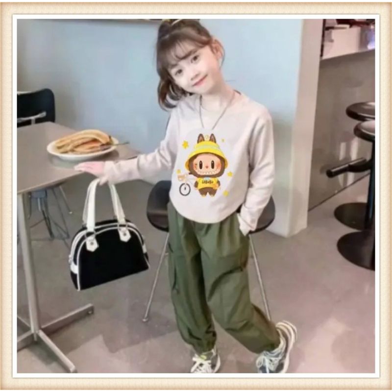 One set baju anak perempuan labubu usia 1-12 tahun