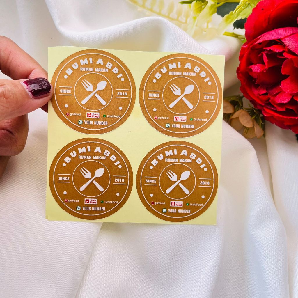 

2-4 Ready Stiker Rumah Makan Threemind Sticker Bulat Warung Nasi Label Free Desain Custom Nama Murah