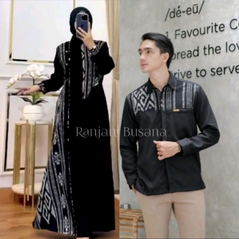RANJANI Baju Tenun Couple Gamis Kondangan Simple Elegan Baju Seragam Keluarga Pesta Pernikahan