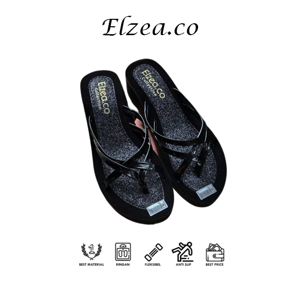 Elzea - Sandal Wedges Wanita Model Muka Kerancang - Sandal Wanita Wedges Cewek