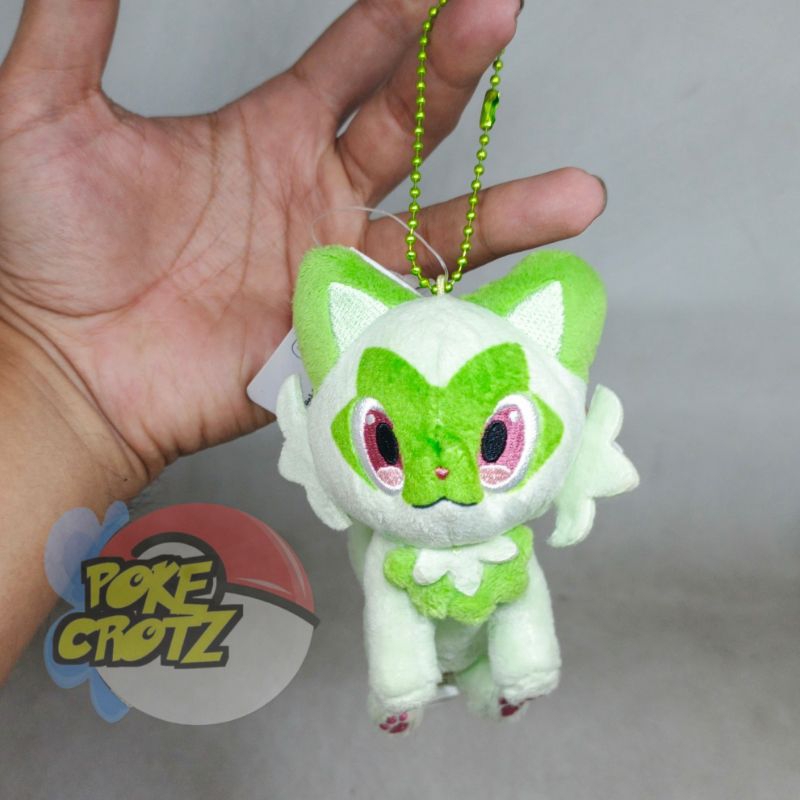Boneka Pokemon Center Sprigatito Plush doll Keychain tag 9cm