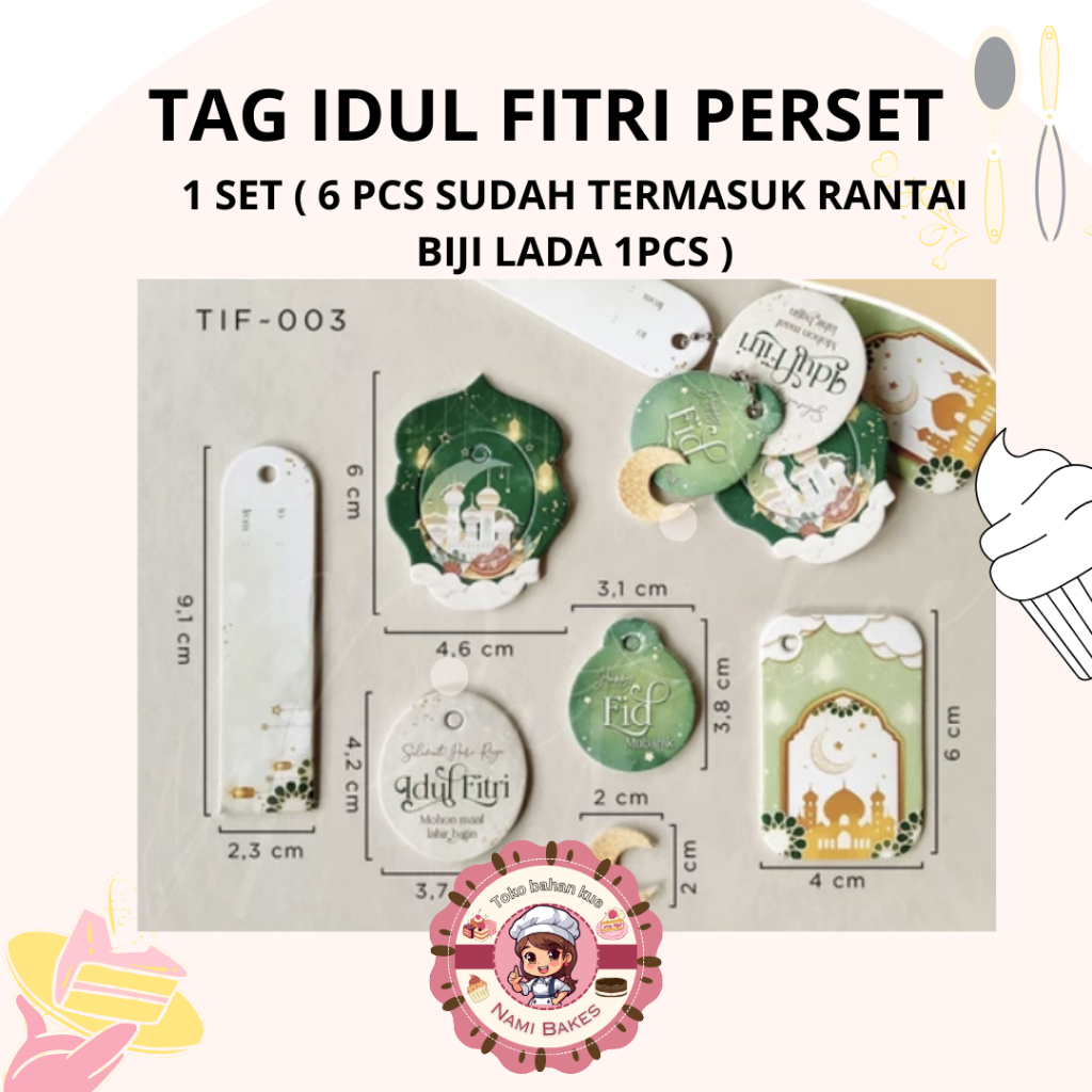 

( 6 pcs + 1 rantai kecil ) Kartu Ucapan Hang Tag Gantungan Idul Fitri Lebaran per Set ( Per 1 Set )
