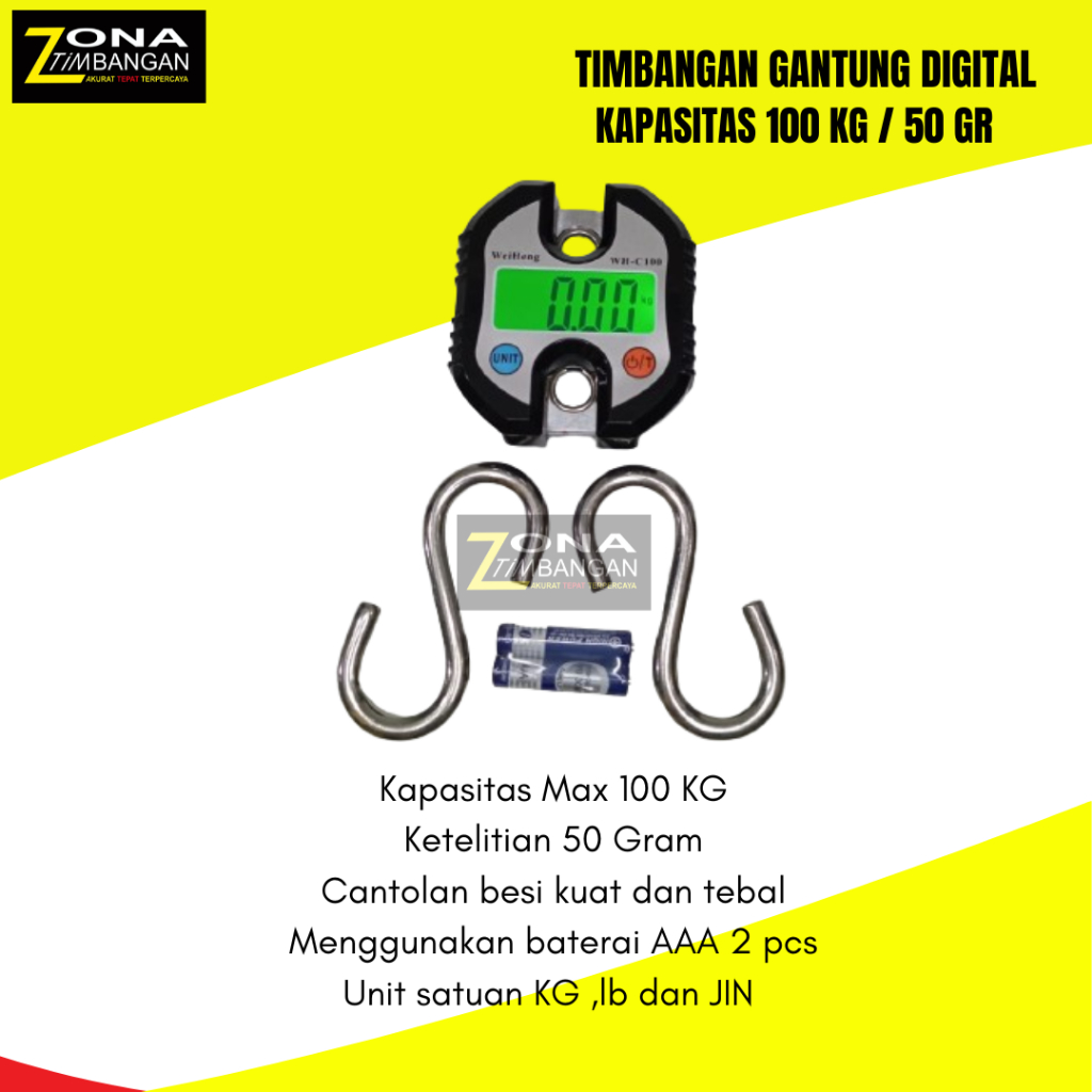 timbangan gantung digital WH C100 kapasitas 100 kg