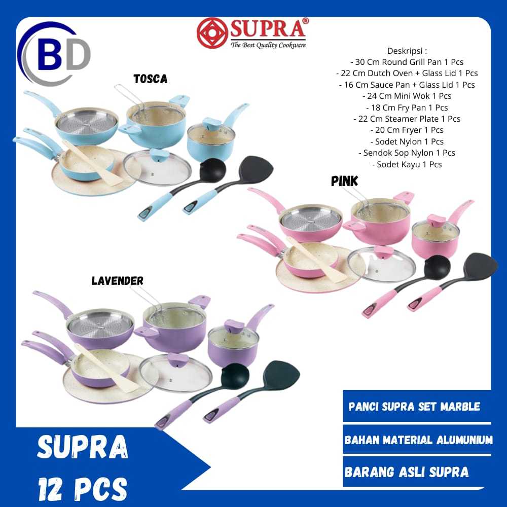 Panci SUPRA 12pcs Cookware Set Marble