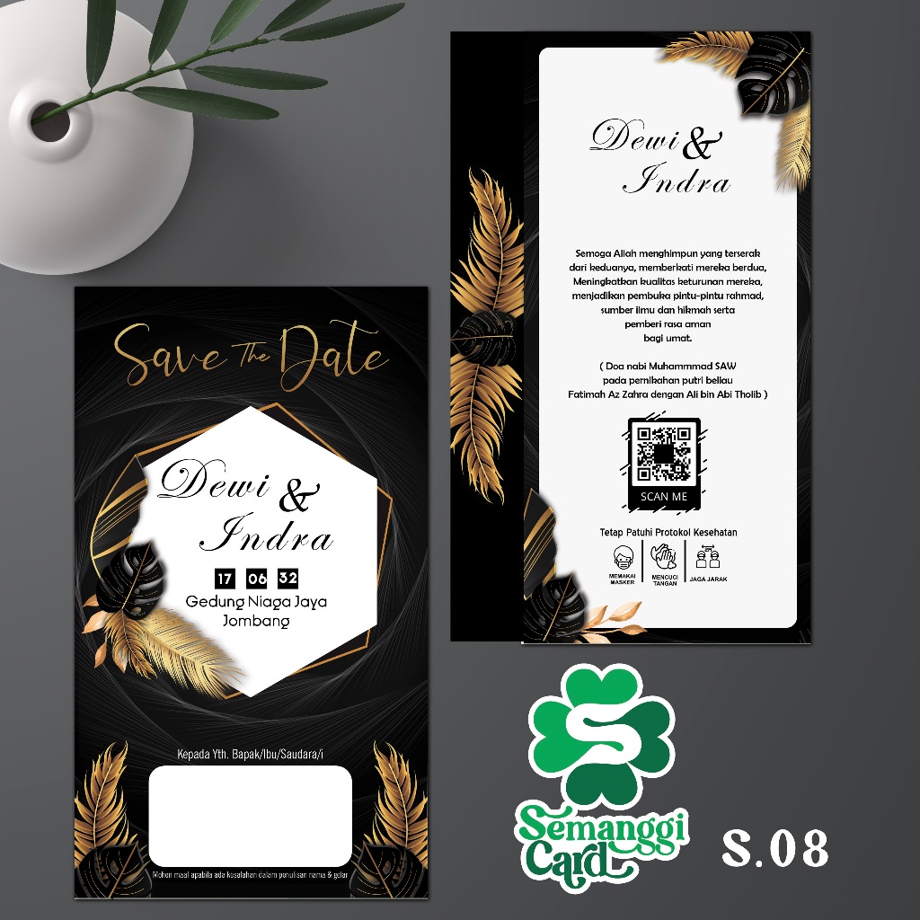 Cetak Undangan Murah Elegan Kekinian Semanggi 08 | Undangan Pernikahan dan Khitan Blangko Murah Term