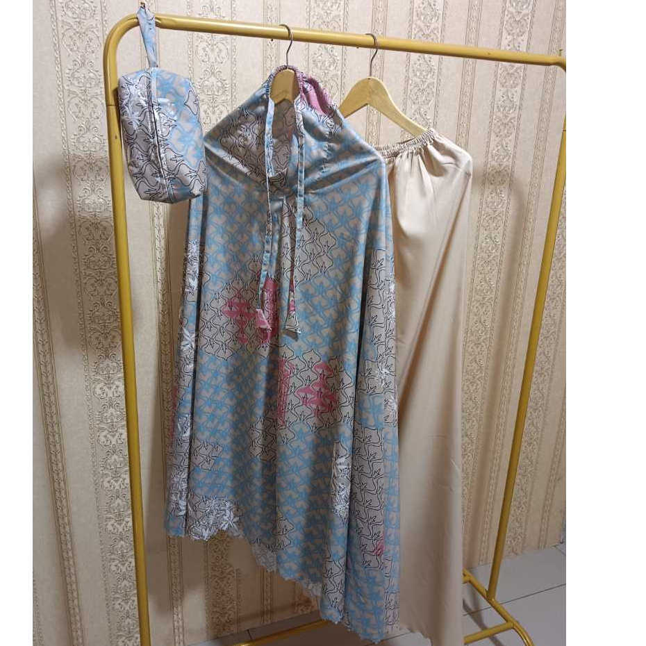 Best Deals Mukena Traveling Mini Pouch Motif Dagu Lasercut Dan Resleting Katun Premium Azella Series