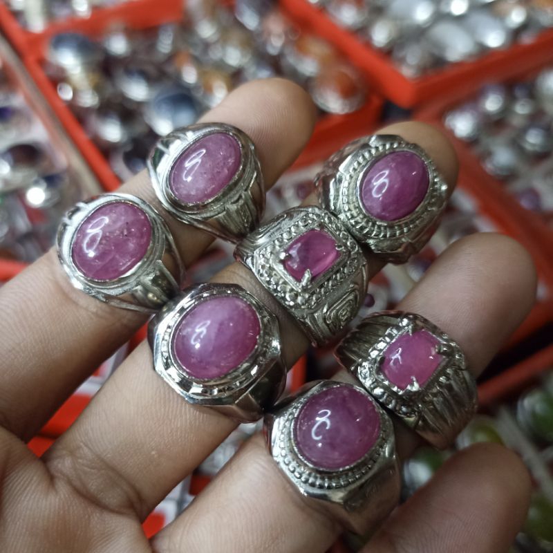 Cincin Batu Akik Natural Ruby Burma Top HQ ring Alpaka Super Natural