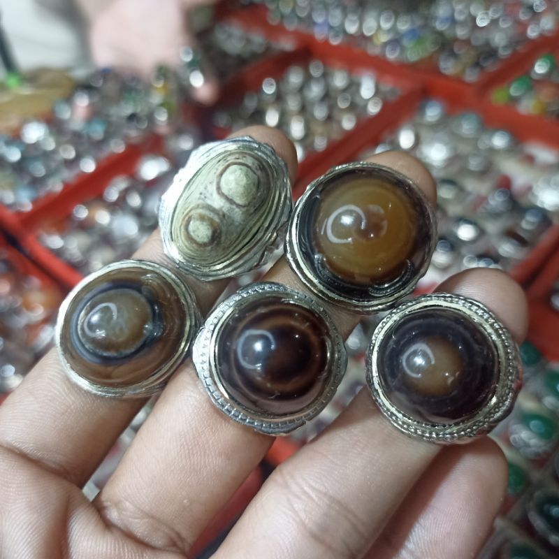 Cincin Batu Yaman wulung Puser Bumi Natural Ring Alpaka TOP HQ