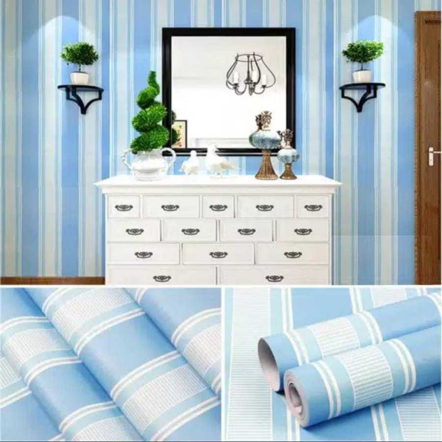 WALLPAPER DINDING MOTIF SALUR BIRU