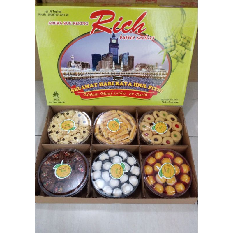 

kue kering toples / hampers natal/kue kering campur isi 6 toples(pertoples kurleb isi 200-250gr) + Free kartu ucapan (1 pabrik kirim sesuai stok yang ada)