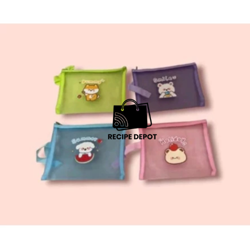 

Dompet Jaring Kotak Tempat Wadah Pensil Alat Tulis Make Up Pouch Serbaguna Motif Karakter Kartun Lucu