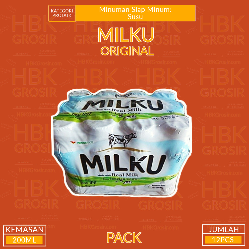 

Susu UHT MILKU Original 200ML Boto PACK ISI 12PCS [HBK GROSIR - Hemat Beragam Komplit]