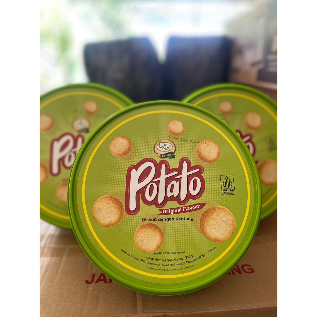 

Potato Denex Kaleng 250g | Biskuit Kentang Denex Kaleng 250g EXP Lama | Biskuit Kentang 250g Ecer / 1 Karton