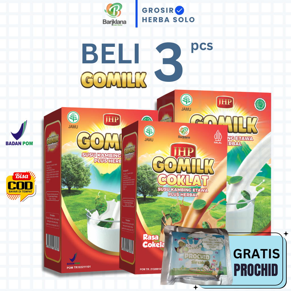 

[ BISA COD + GARANSI ] [ GRATIS PROCHID] Gomilk Susu Kambing Etawa Plus Herbal Penambah Nafsu Makan Isi 3 Pcs