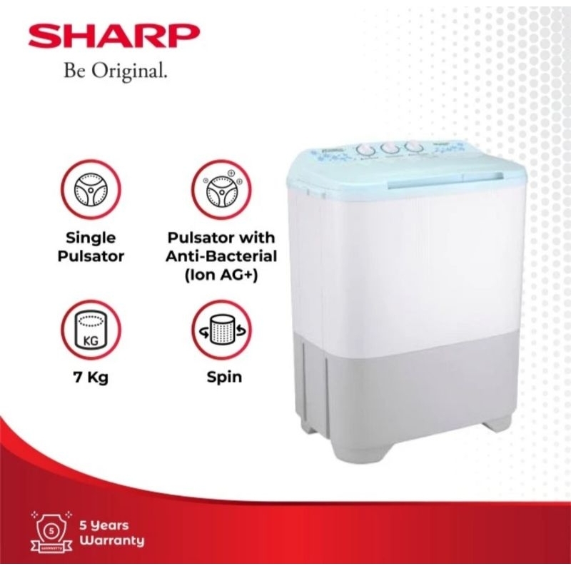 MESIN CUCI SHARP 2 TABUNG 7KG SERIES 70MW MESIN CUCI SHARP 2TABUNG (7KG)