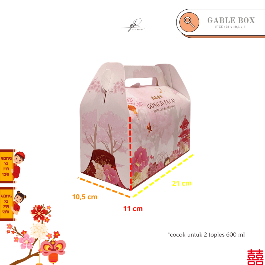 

Gable Box: 21x10,5x11 cm - Gable Box Imlek| Gift Box | Hampers | Souvenir | Box Dessert | Snack Box