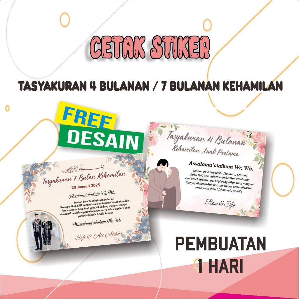 Cetak Stiker Tasyakuran 4 Bulanan / 7 Bulanan