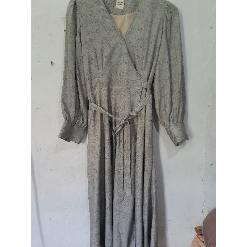 dress kimono lilit/dress long/lengan panjang/lengan balon