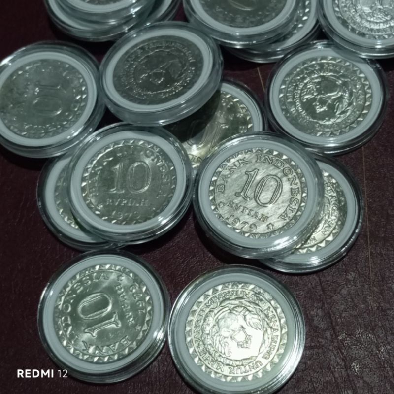 10 rupiah tabanas alumunium tahun 1979 BARU utuh salah penyimpanan asli