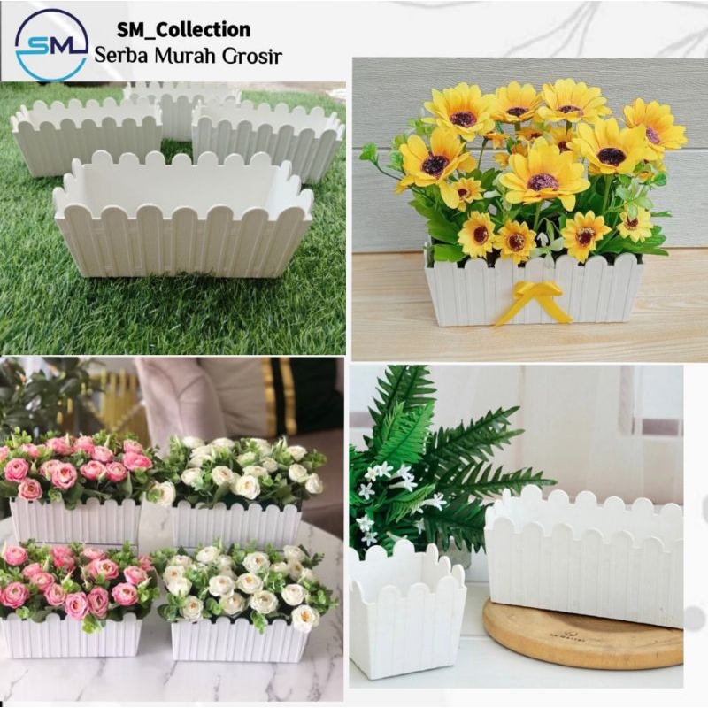 pot bunga/pot pagar panjang plastik/vas bunga segi panjang/pot kotak panjang 8810