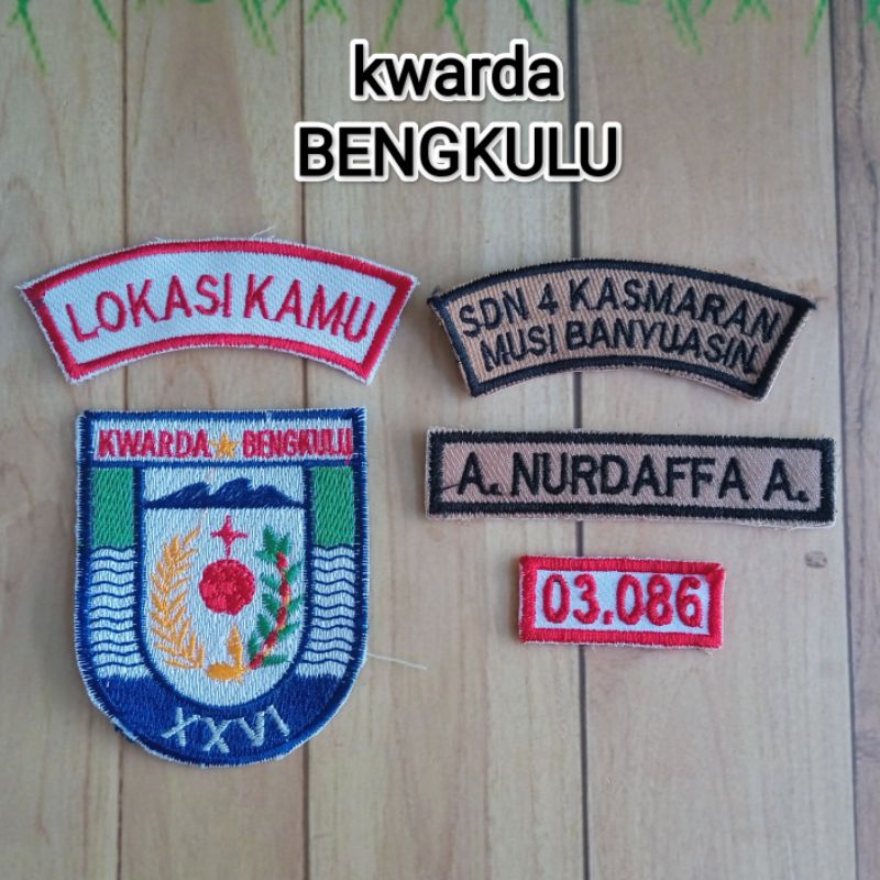 logo provinsi BENGKULU kwarda kwarcab nomor gudep bet bordir nama pramuka