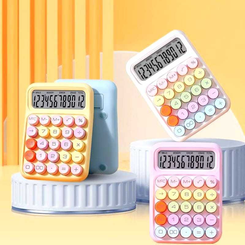 

Kalkulator Warna Lucu Dopamin 12 Digit Display Besar Free Baterai