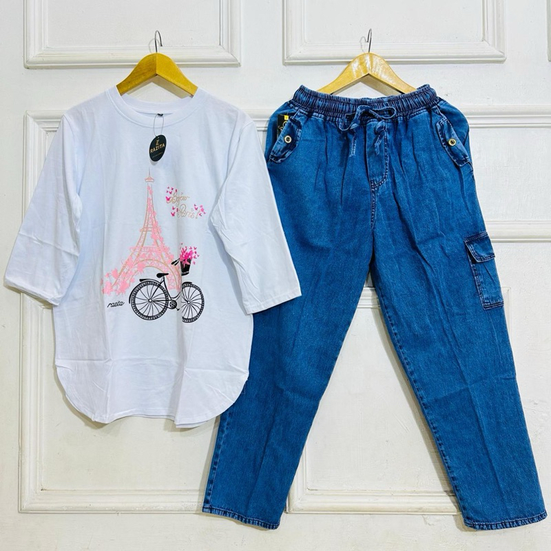 SETCEL OVERSIZE COMBED SABLON PANTS JUMBO JEANS WASH CARGO BC, ONESET COMBET CELANA JEANS WANITA
