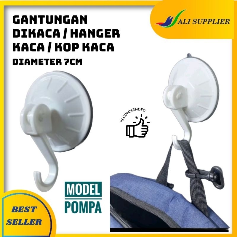 Gantungan baju di kaca model vacum Kop Kaca cop Besar / Tempelan Karet Bening / VAKUM KACA / HOOK KA