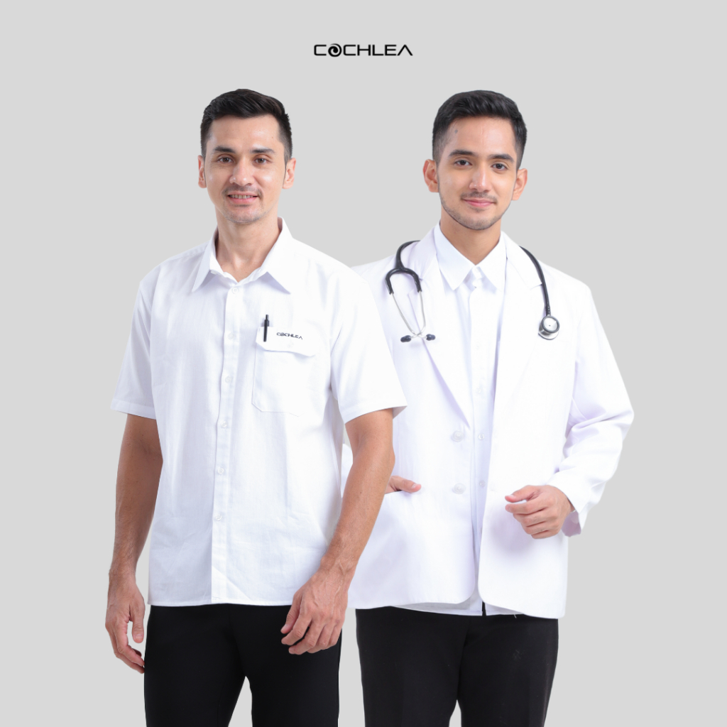 Kemeja Kerja Dokter Cochlea Heide White