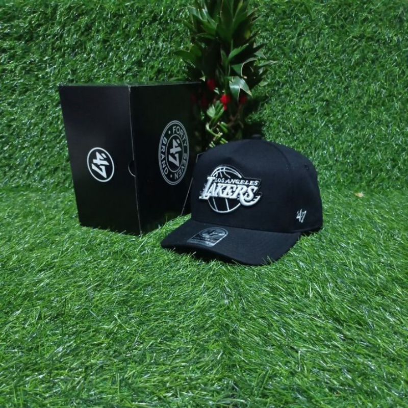 Topi Los Angeles Lakers Putih Hitam Topi Premium Unisex Full Tag
