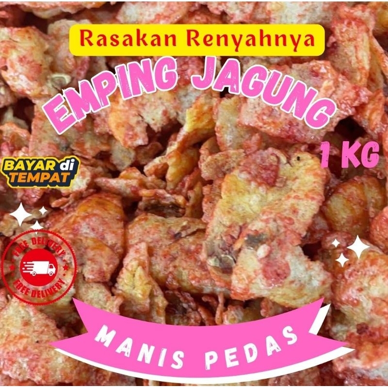 

EMPING JAGUNG GEPREK RASA MANIS PEDAS 1 KG CAMILAN SNACK JAGUNG GEPREK