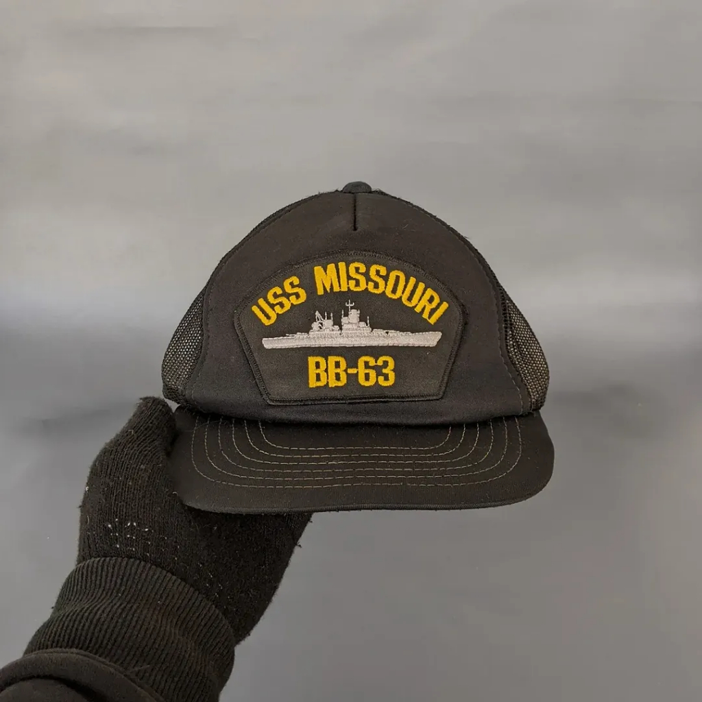 Topi Vintage Military Unisex Pria Wanita USS MISSOURI BB-63 Hitam