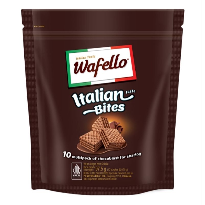 

Wafello Italian Bites Chocolate 97,5 gram wafer rasa coklat